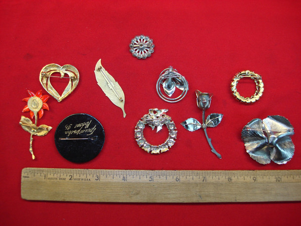 Vintage Costume Pin Lot of 10 - Unique Estate Jewelry Pins