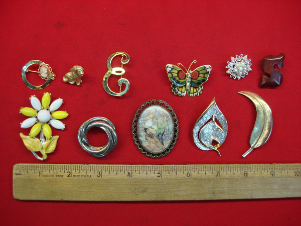 Vintage Estate Jewelry Pin Lot of 10 - Unique & Usable Pins