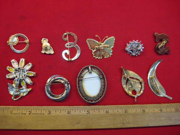 Vintage Estate Jewelry Pin Lot of 10 - Unique & Usable Pins