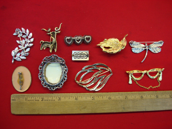 Vintage Estate Jewelry Lot of 10 Unique Pins - Costume Jewelry Collection