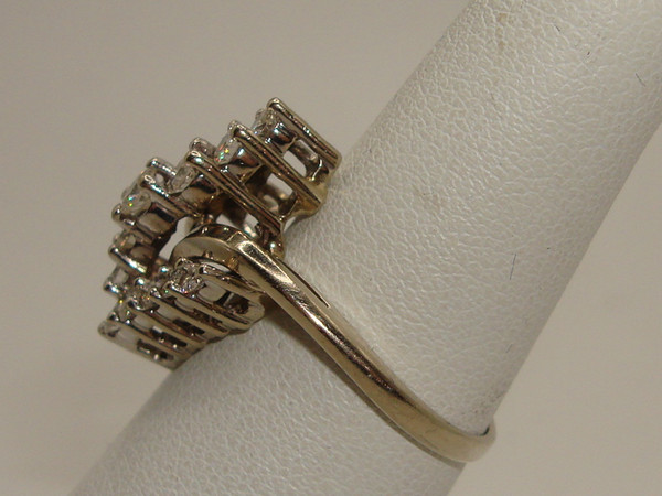 14K White Gold Diamond Cocktail Ring | 1ctw Brilliant Diamonds | Size 6