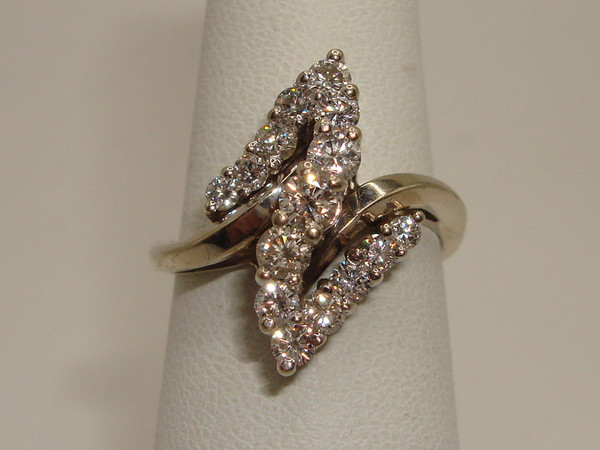 14K White Gold Diamond Cocktail Ring | 1ctw Brilliant Diamonds | Size 6