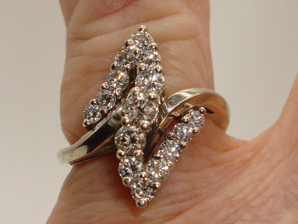14K White Gold Diamond Cocktail Ring | 1ctw Brilliant Diamonds | Size 6