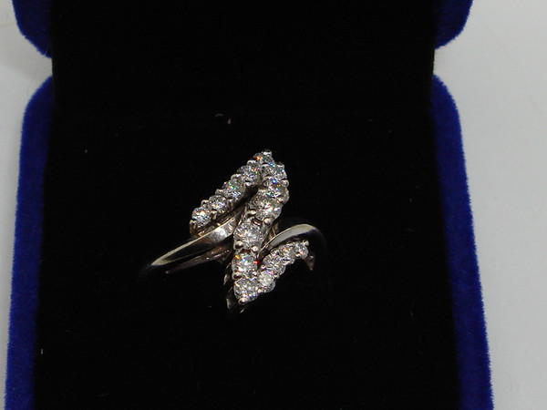 14K White Gold Diamond Cocktail Ring | 1ctw Brilliant Diamonds | Size 6