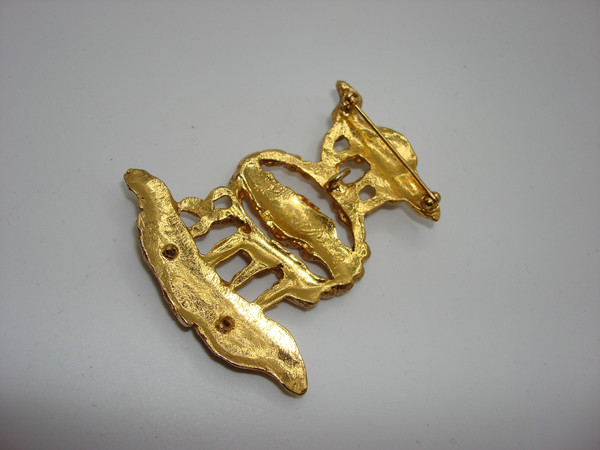 Vintage Jacques Lipschitz 1970s Modernist Bird & Hands Brooch - Signed Hebrew Artisan