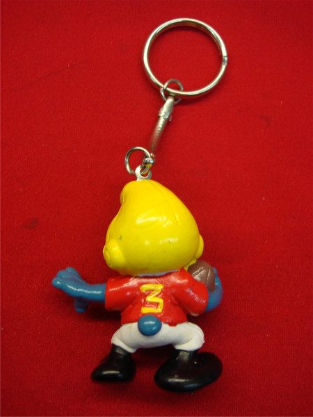 Vintage 1980s Sportive Smurf Keychain - Hand-Painted, Excellent Condition (Schleich & Peyo)