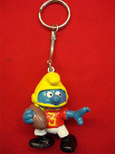 Vintage 1980s Sportive Smurf Keychain - Hand-Painted, Excellent Condition (Schleich & Peyo)