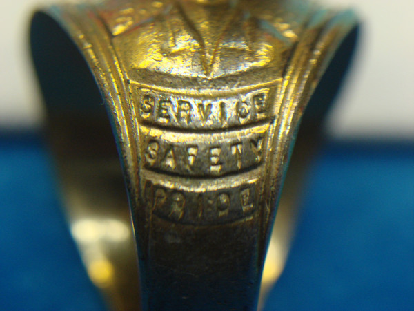 Vintage Gold Tone Truck Driver Ring - Size 10, Red Stone - Unique Statement Piece