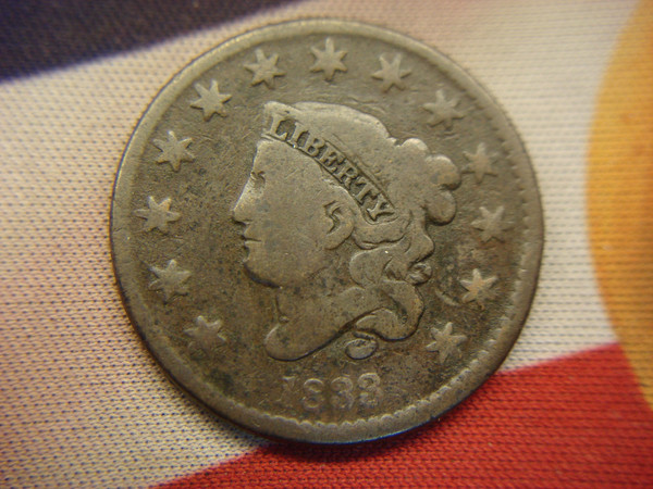 1833 Coronet Head Large Cent - Original Copper USA Coin (Nice Patina)