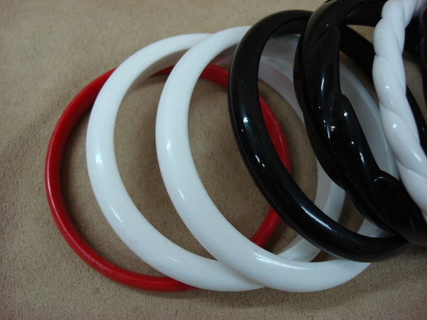 Vintage Lucite Bangle Bracelets Set (14 pcs) - Red, White, Black, Blue & Green
