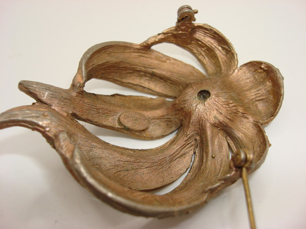 Vintage Signed Dalsheim Brooch with Watermelon Stone - 1960s Estate Find