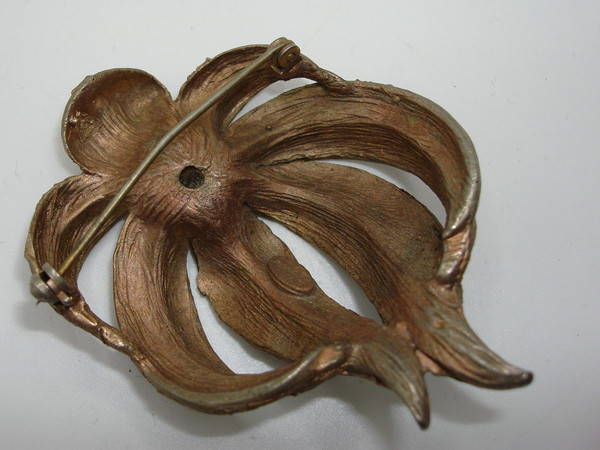 Vintage Signed Dalsheim Brooch with Watermelon Stone - 1960s Estate Find