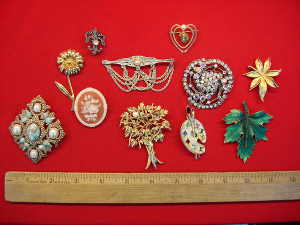 Estate Jewelry Lot of 10 Unique Costume Pins - Vintage Style Accessories