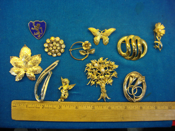 Vintage Costume Pin Lot of 10 - Unique & Usable Estate Jewelry Finds