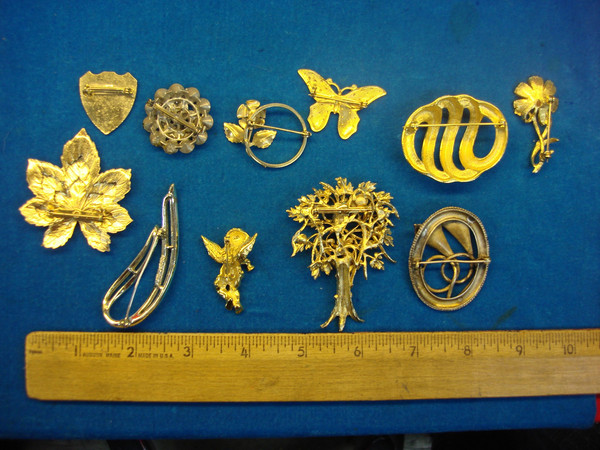 Vintage Costume Pin Lot of 10 - Unique & Usable Estate Jewelry Finds