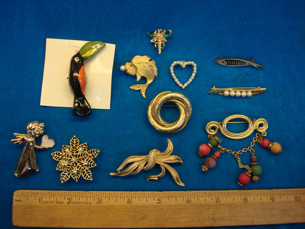 Vintage Costume Pins Lot of 10 | Unique & Usable Estate Jewelry Finds