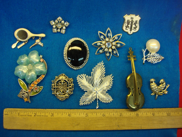 Vintage Costume Pin Lot of 10 - Unique & Usable Estate Jewelry