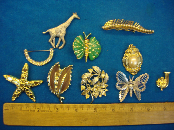 Vintage Estate Jewelry Pin Lot of 10 - Unique & Collectible Pins