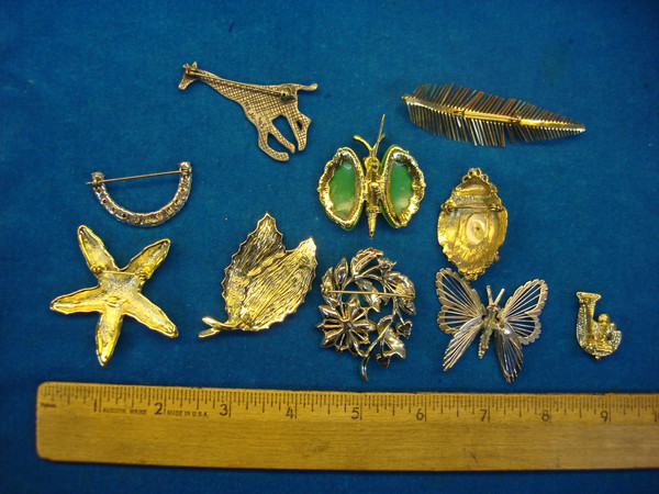 Vintage Estate Jewelry Pin Lot of 10 - Unique & Collectible Pins