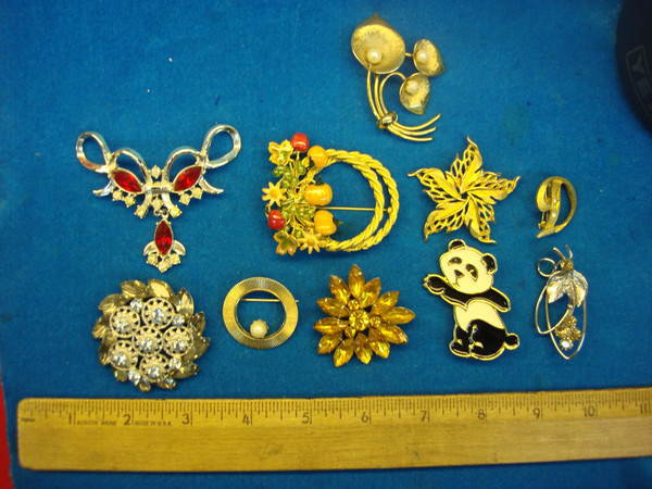 Vintage & Unique Costume Pin Lot of 10 - Mix & Match Designs!