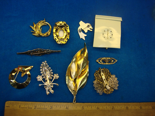 Vintage Costume Pin Lot of 10 - Unique & Usable Designs - Estate Jewelry