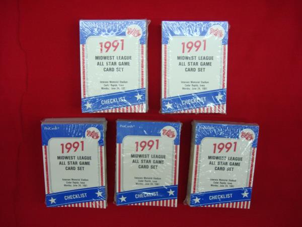 Factory Sealed 1991 Midwest League All-Star Game Card Sets (5) - Denny Hocking & More