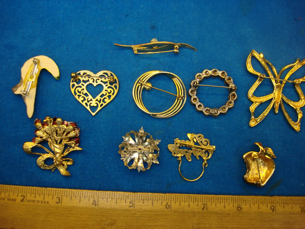Vintage Estate Jewelry Lot of 10 Unique Costume Pins - Mix & Match Styles