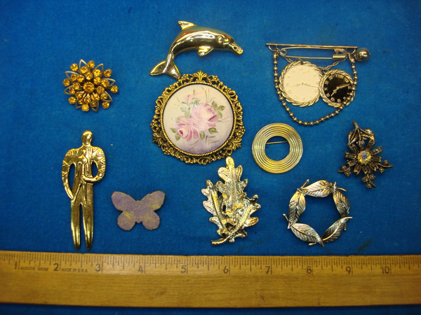 Estate Jewelry Lot of 10 Unique Costume Pins - Vintage Style & Collectible