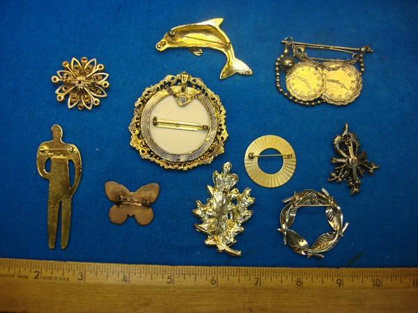 Estate Jewelry Lot of 10 Unique Costume Pins - Vintage Style & Collectible
