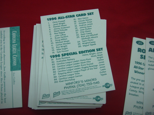 1996 Carolina League All-Star Set w/ Jose Guillen B9 Insert (Jones, Tejada, Casey) -  Sponsor Version