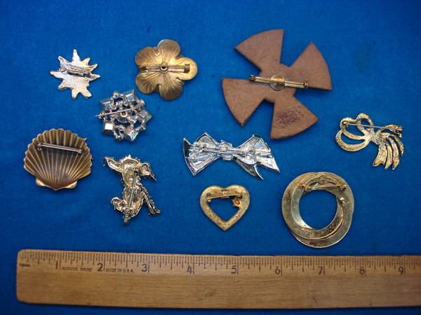 Vintage Costume Pin Lot of 10 - Unique & Usable Estate Jewelry Finds
