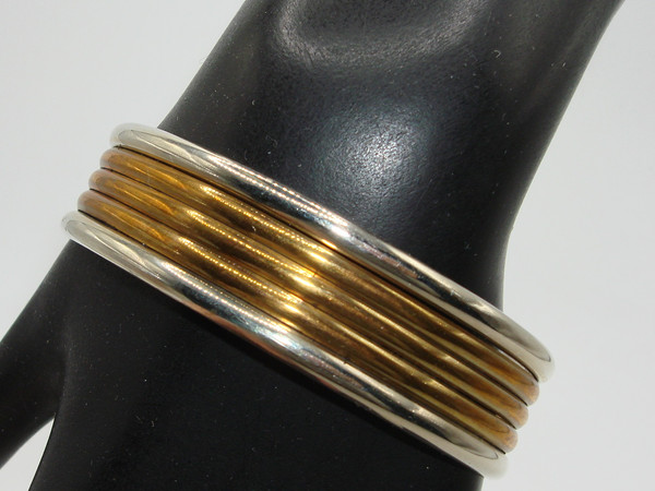 Vintage Native American Cuff Bracelet by M.S., Sterling Silver & Copper, Signed & Hallmarked