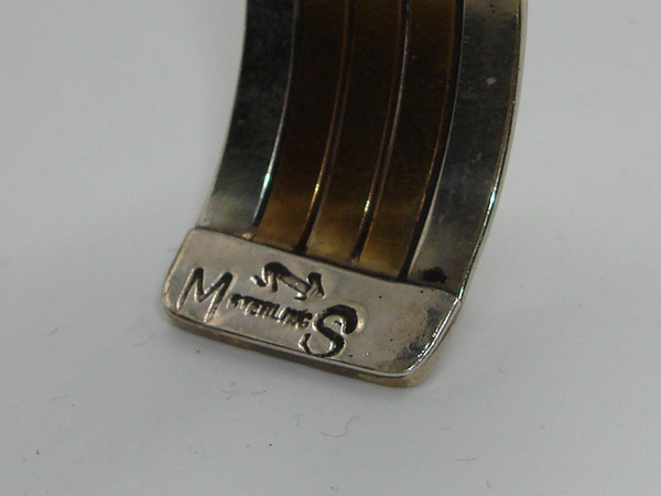 Vintage Native American Cuff Bracelet by M.S., Sterling Silver & Copper, Signed & Hallmarked
