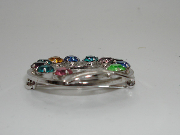 Vintage Van Dell Sterling Silver Rhinestone Circle Pin (Double, Foiled, Excellent Condition)