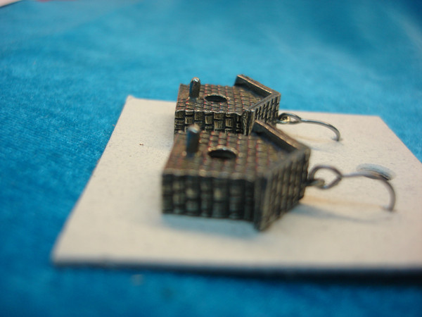Handcrafted Pewter Birdhouse Earrings by Jim Clift - Unique & Detailed Artisan Design