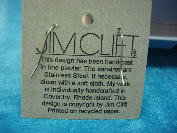 Handcrafted Pewter Birdhouse Earrings by Jim Clift - Unique & Detailed Artisan Design