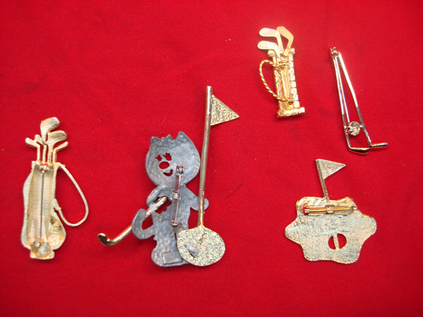 Vintage Golf Pins & Brooches (5-Piece Lot) - Estate Jewelry