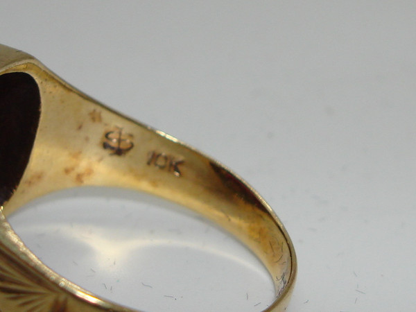 Antique Art Nouveau 10K Two-Tone Gold Synthetic Ruby Ring, Size 9.5