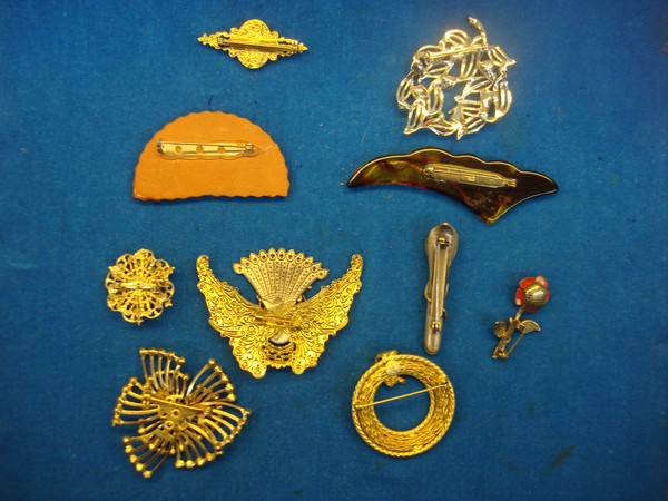 Vintage Costume Pin Lot of 10 - Unique Designs, As-Is Condition