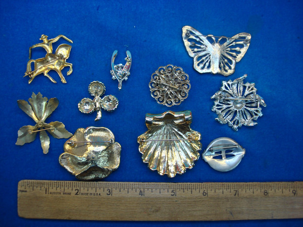 Vintage Costume Pin Lot of 10 - Unique & Collectible Designs