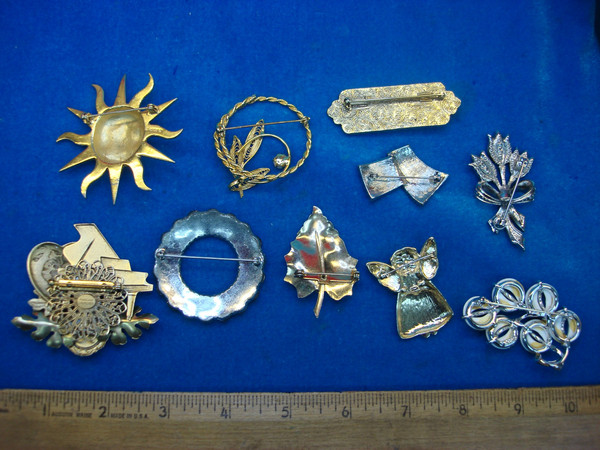 Vintage Costume Pin Lot of 10 - Unique Estate Jewelry Finds