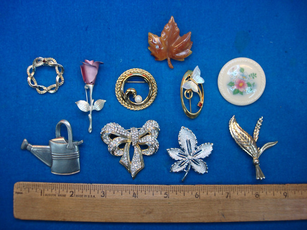 Vintage Estate Jewelry Pin Lot of 10 - Unique & Usable Costume Pins