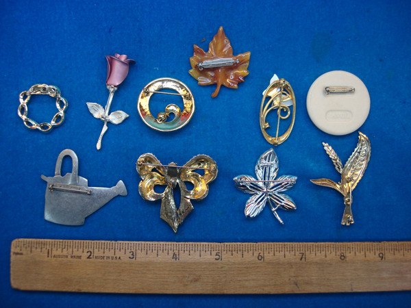 Vintage Estate Jewelry Pin Lot of 10 - Unique & Usable Costume Pins