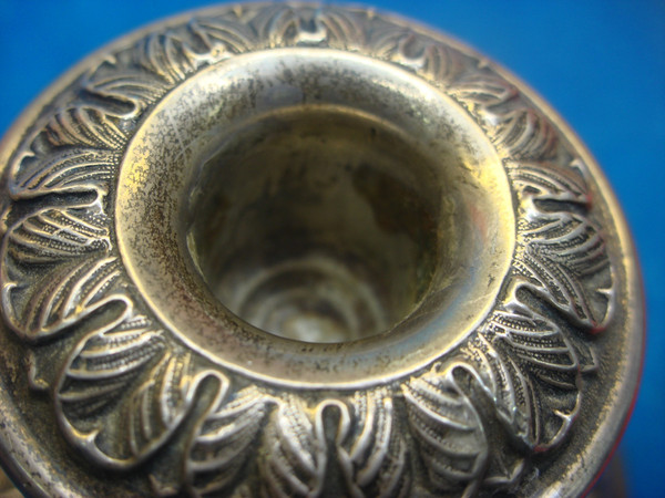 Vintage S. Kirk & Son Sterling Silver Rose Floral Repoussé Candle Sticks (#109F) - Pair
