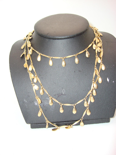 Vintage Ralph Lauren Gold-Tone Tear Drop Necklace & Earrings Set - Estate Find