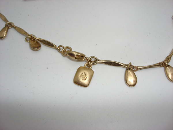Vintage Ralph Lauren Gold-Tone Tear Drop Necklace & Earrings Set - Estate Find