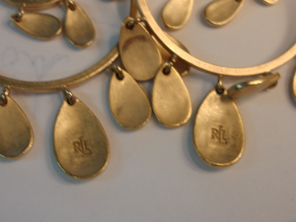 Vintage Ralph Lauren Gold-Tone Tear Drop Necklace & Earrings Set - Estate Find