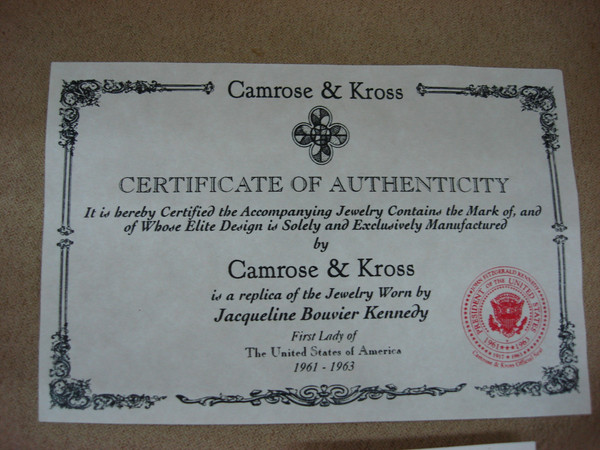 Vintage Camrose & Kross Jackie Kennedy Faux Pearl Necklace - Estate Find with Certificate