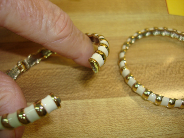 Vintage Gold Tone & Enamel Hinged Bracelets Pair - Estate Find, Near Mint