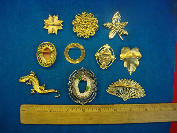 Vintage Costume Pin Collection - 10 Unique & Usable Pins
